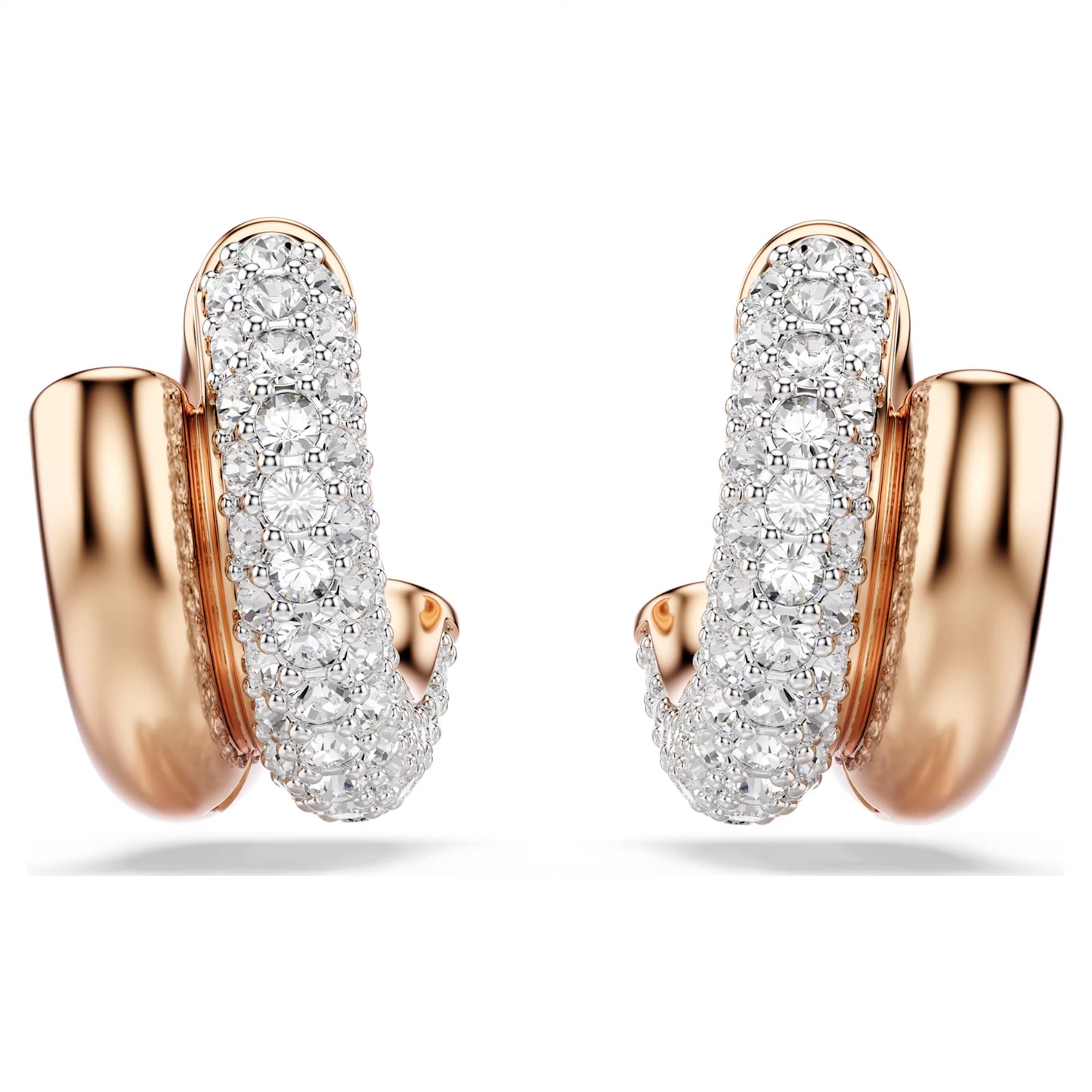 Dextera hoop earrings Round cut Mini White Rose gold-tone plated