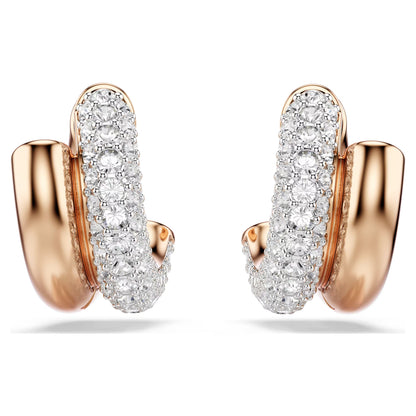 Dextera hoop earrings Round cut Mini White Rose gold-tone plated