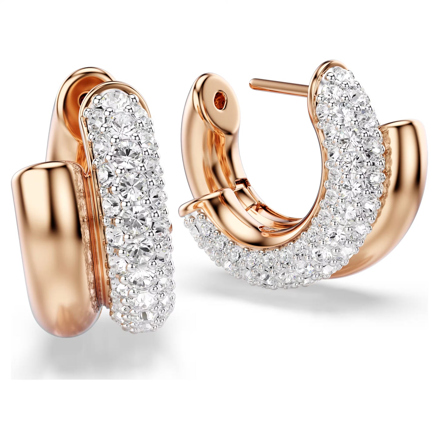 Dextera hoop earrings Round cut Mini White Rose gold-tone plated