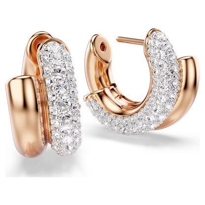 Dextera hoop earrings Round cut Mini White Rose gold-tone plated