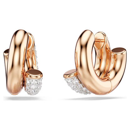Dextera hoop earrings Round cut Mini White Rose gold-tone plated