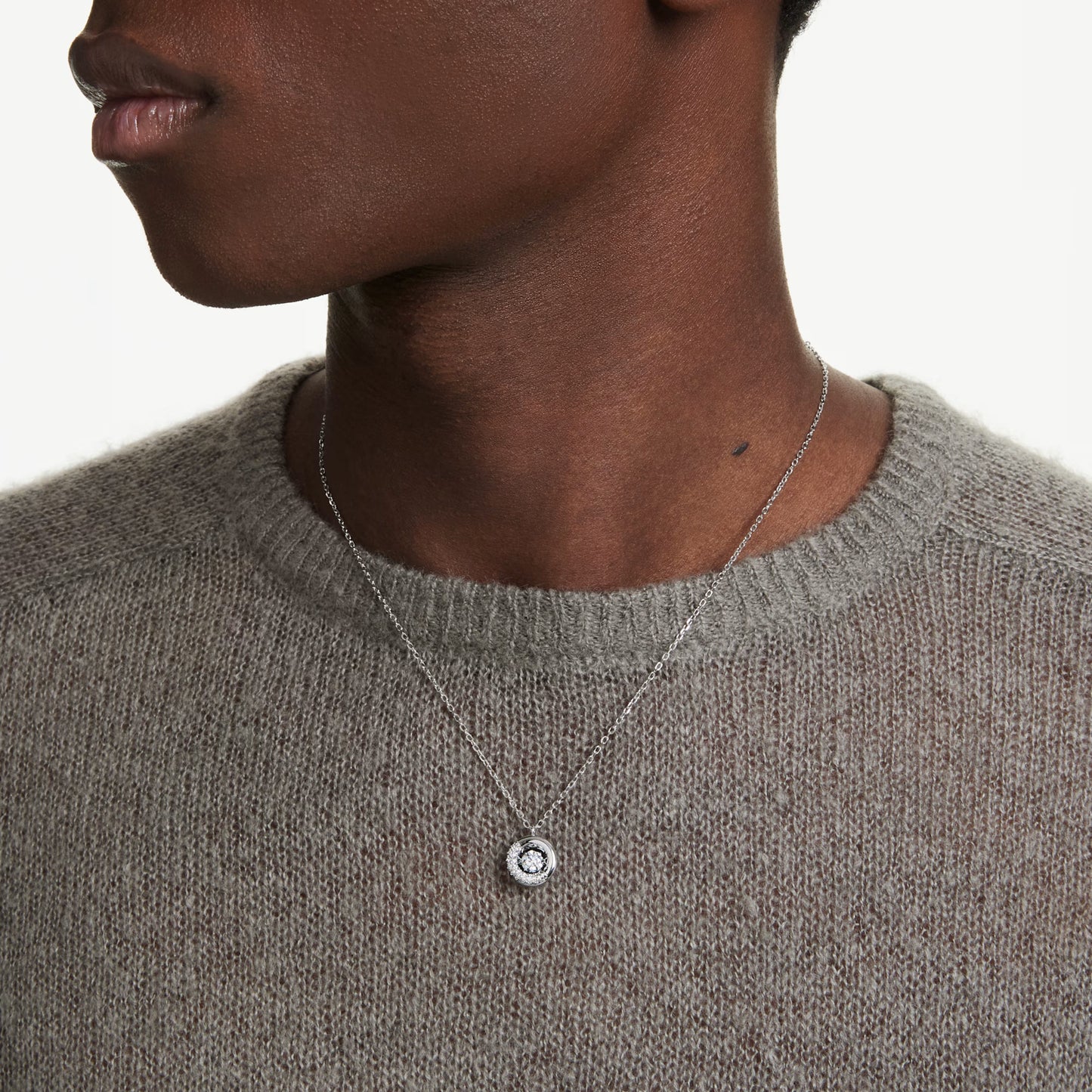 Dextera pendant Round cut White Rhodium plated