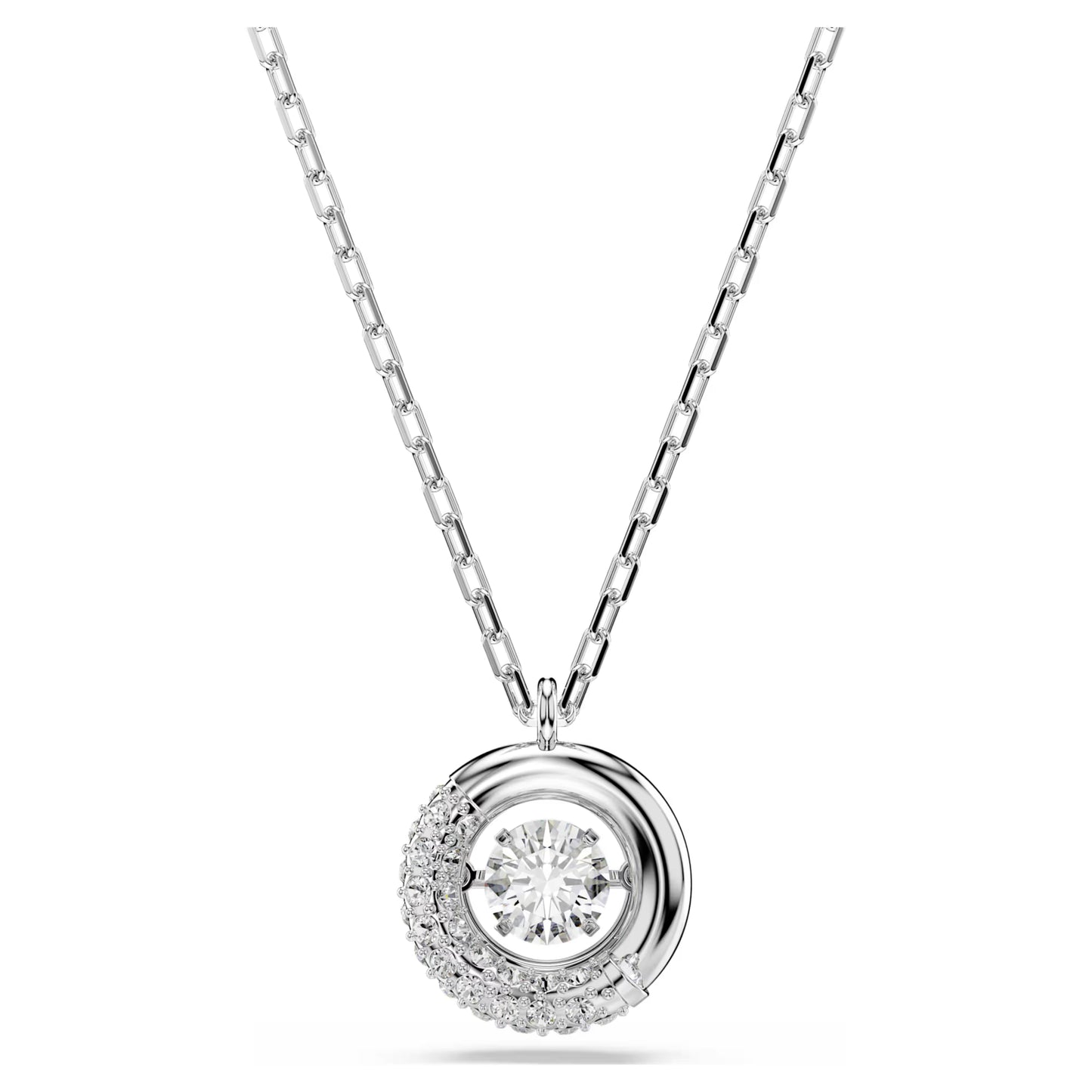 Dextera pendant Round cut White Rhodium plated