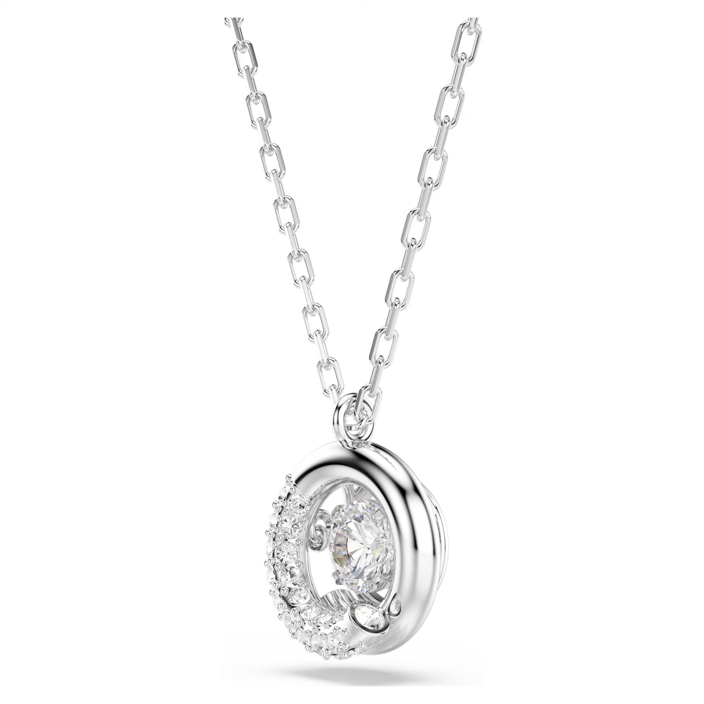 Dextera pendant Round cut White Rhodium plated