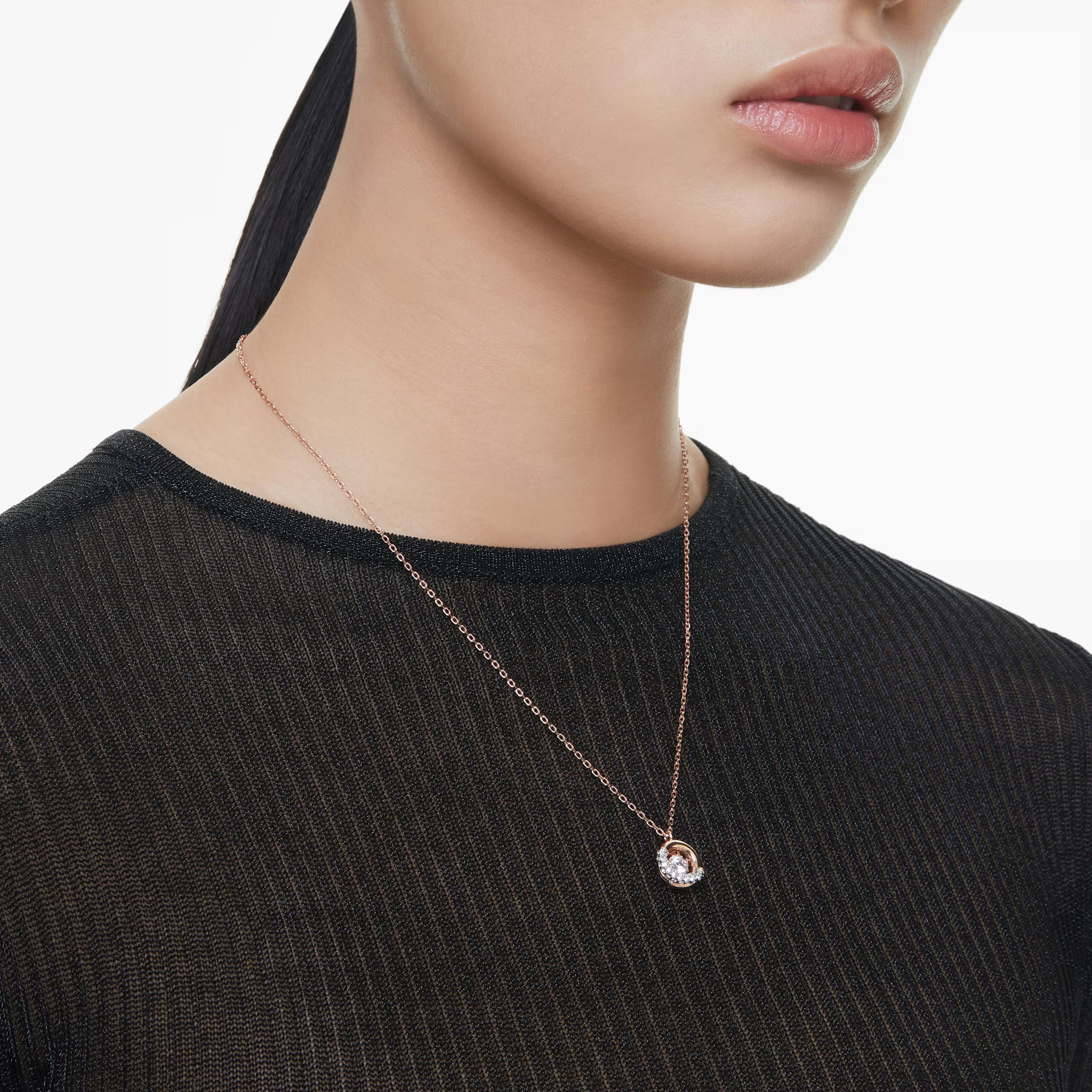 Dextera pendant Round cut, White, Rose gold-tone plated