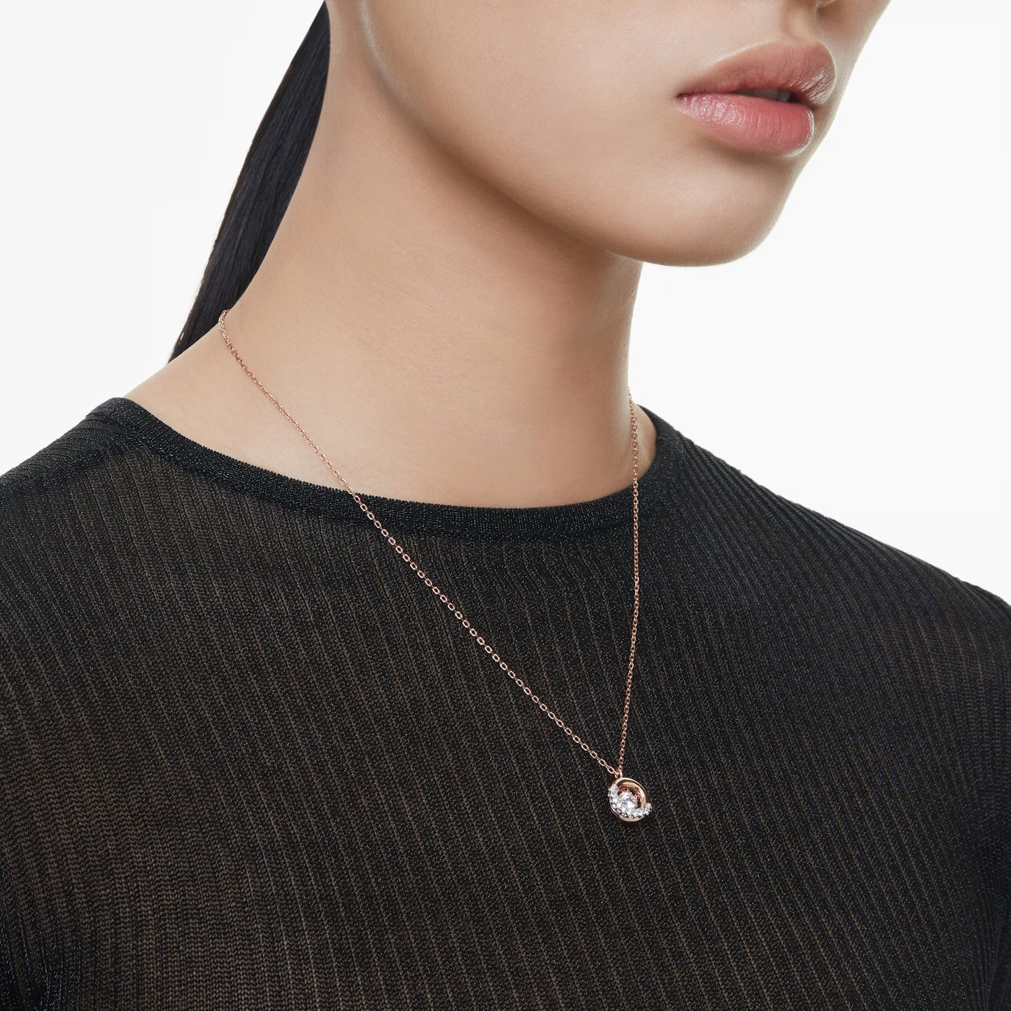 Dextera pendant Round cut, White, Rose gold-tone plated