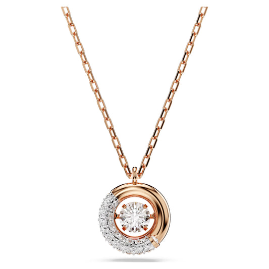 Dextera pendant Round cut, White, Rose gold-tone plated