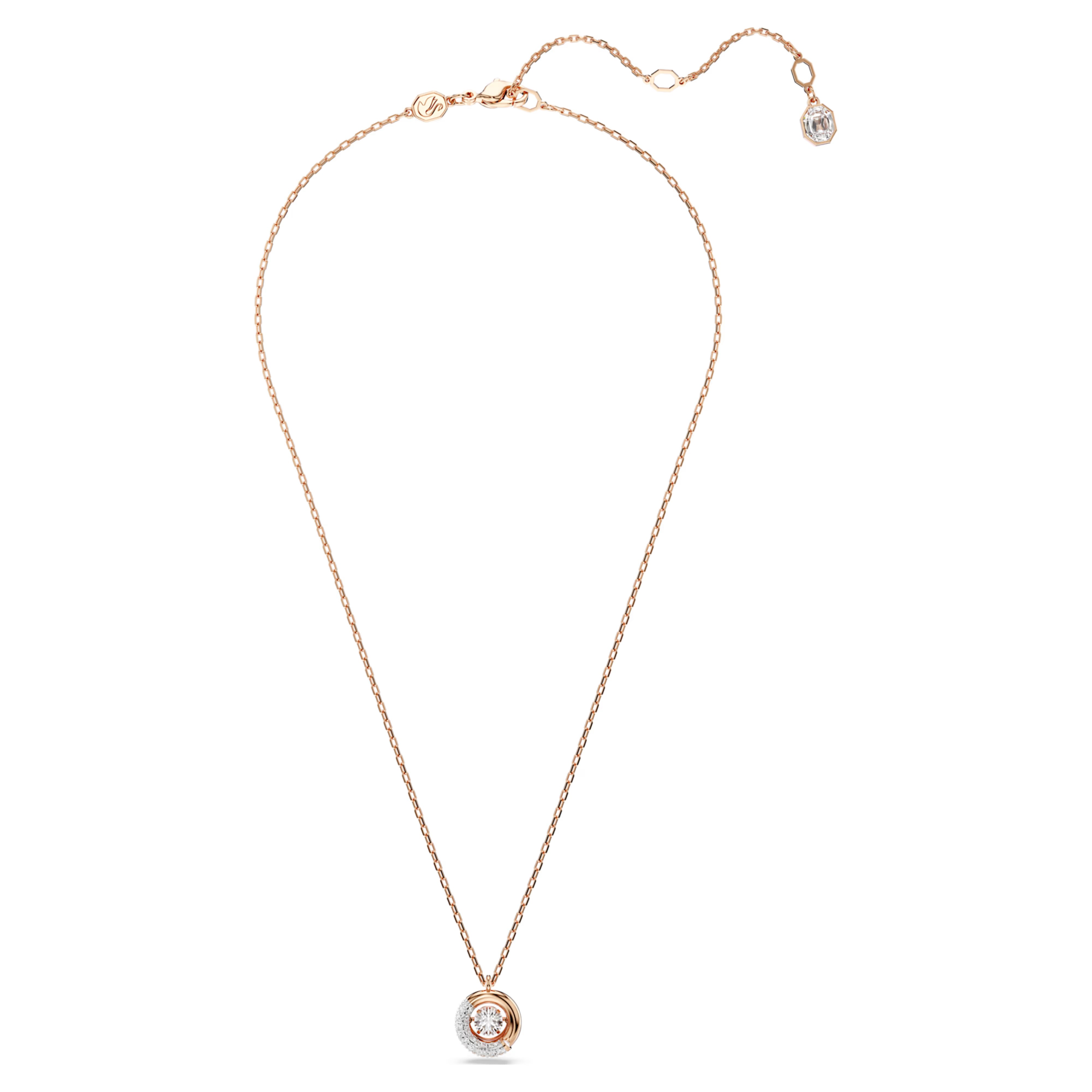 Dextera pendant Round cut, White, Rose gold-tone plated
