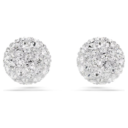 Dextera stud earrings Round cut White Rhodium plated