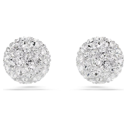 Dextera stud earrings Round cut White Rhodium plated