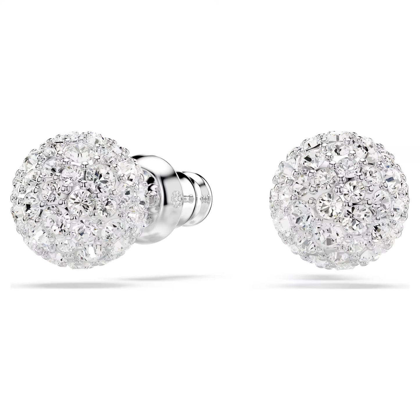 Dextera stud earrings Round cut White Rhodium plated