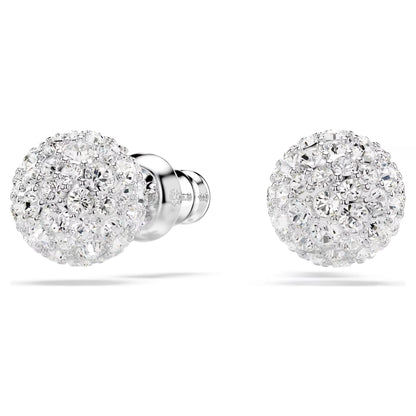 Dextera stud earrings Round cut White Rhodium plated