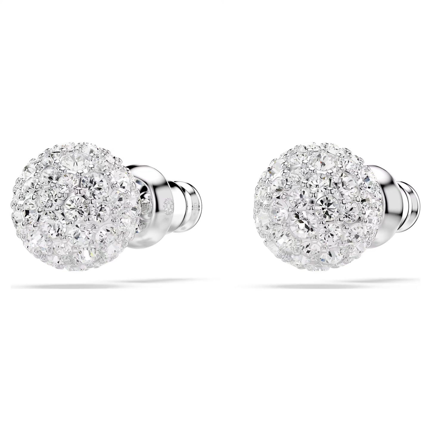 Dextera stud earrings Round cut White Rhodium plated