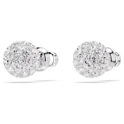 Dextera stud earrings Round cut White Rhodium plated