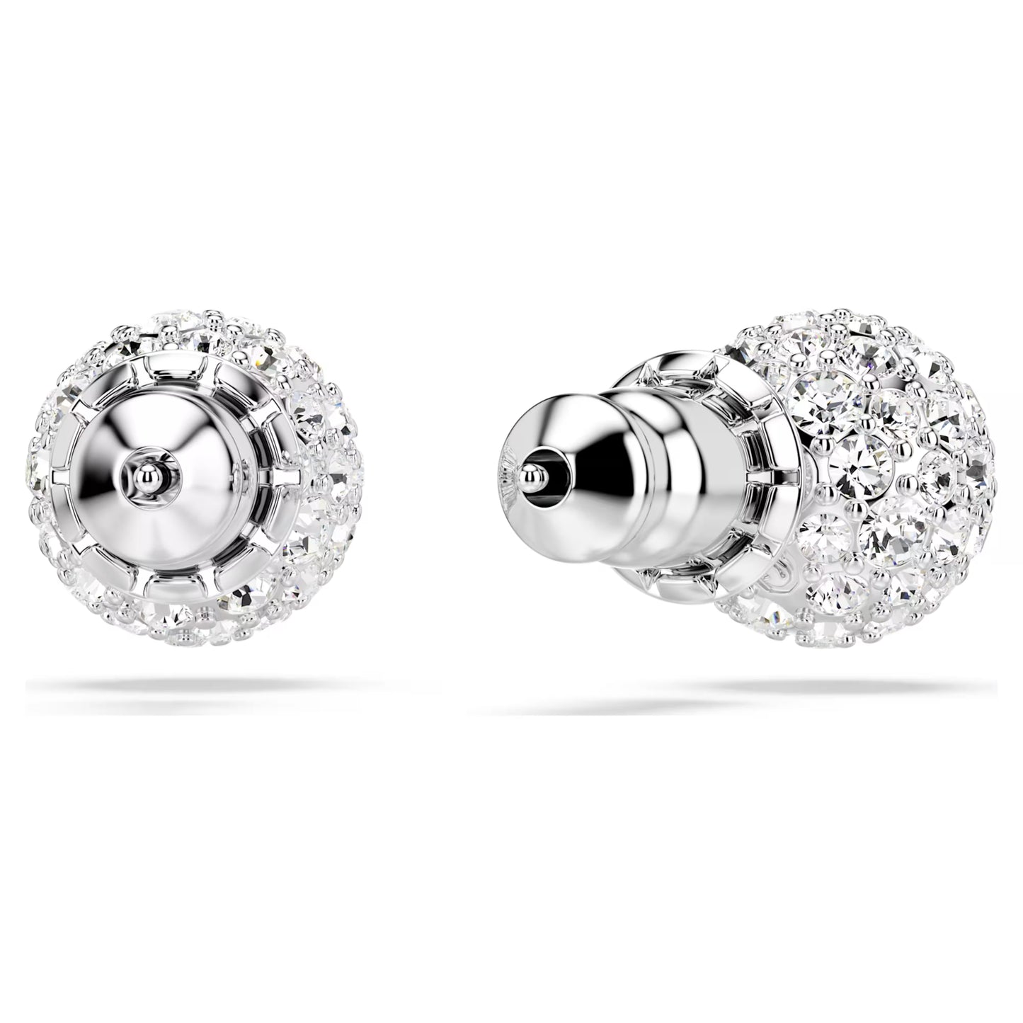 Dextera stud earrings Round cut White Rhodium plated