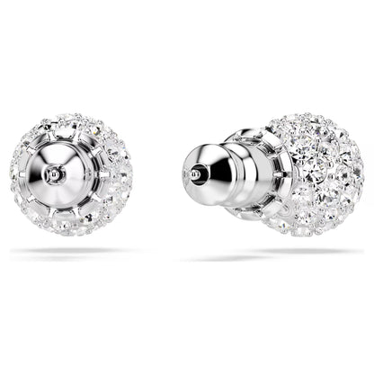 Dextera stud earrings Round cut White Rhodium plated