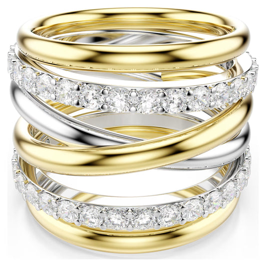 Hyperbola cocktail ring Round cut White Mixed metal finish Size 55
