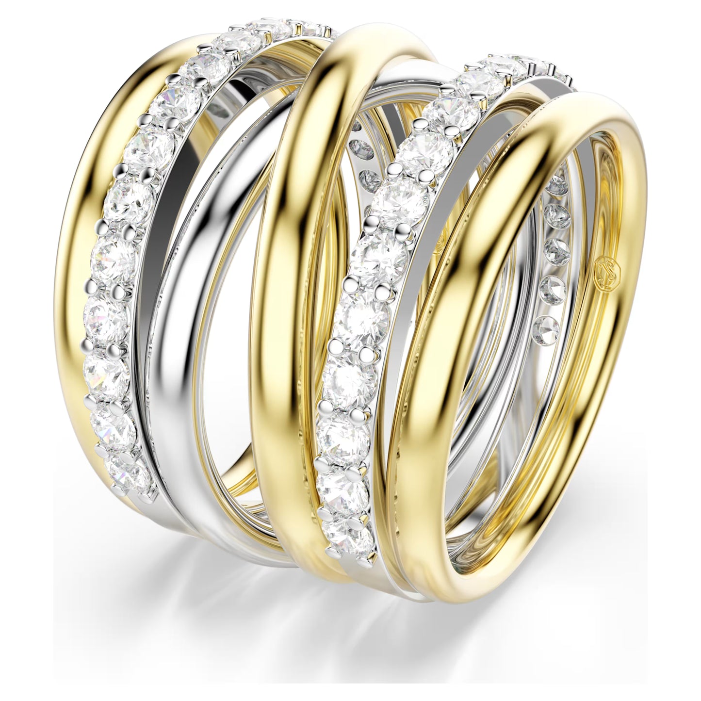 Hyperbola cocktail ring Round cut White Mixed metal finish Size 55