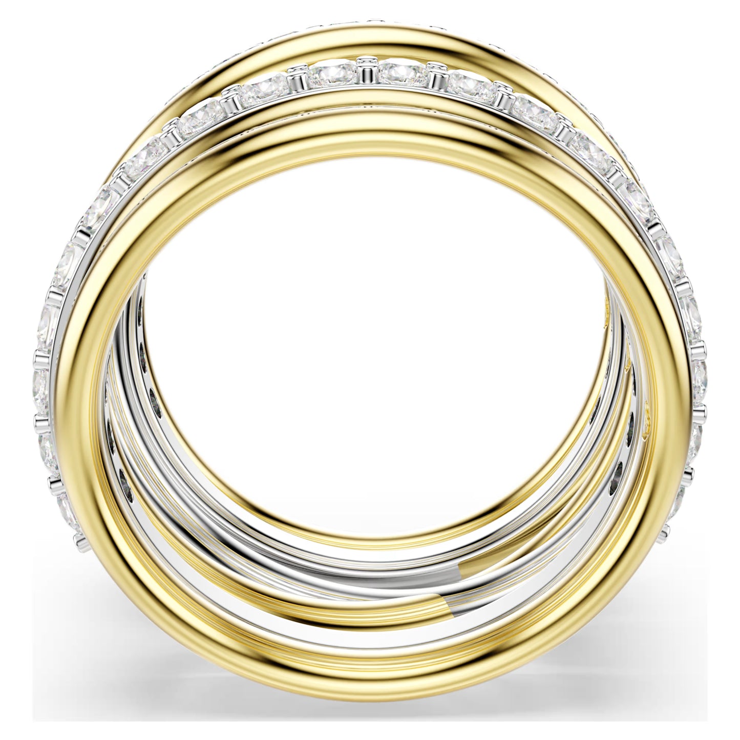 Hyperbola cocktail ring Round cut White Mixed metal finish Size 55