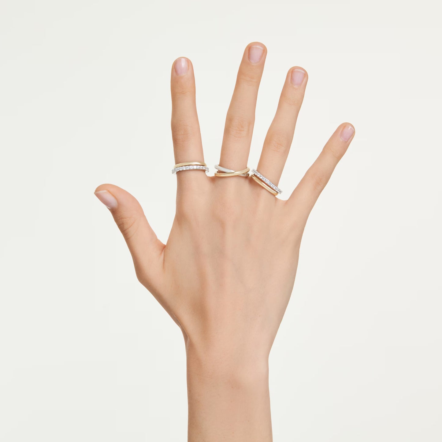 Hyperbola cocktail ring Round cut White Mixed metal finish Size 55