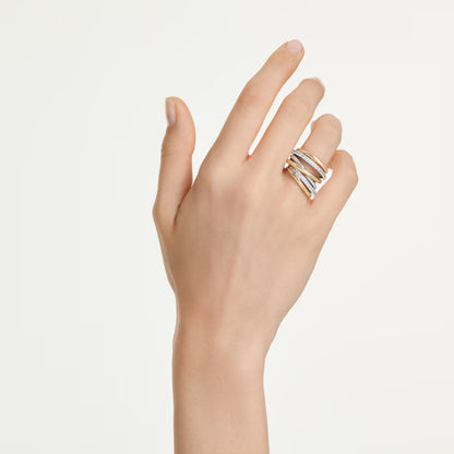 Hyperbola cocktail ring Round cut White Mixed metal finish Size 55
