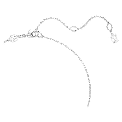 Matrix pendant Crystal pearl, Round cut, White, Rhodium plated