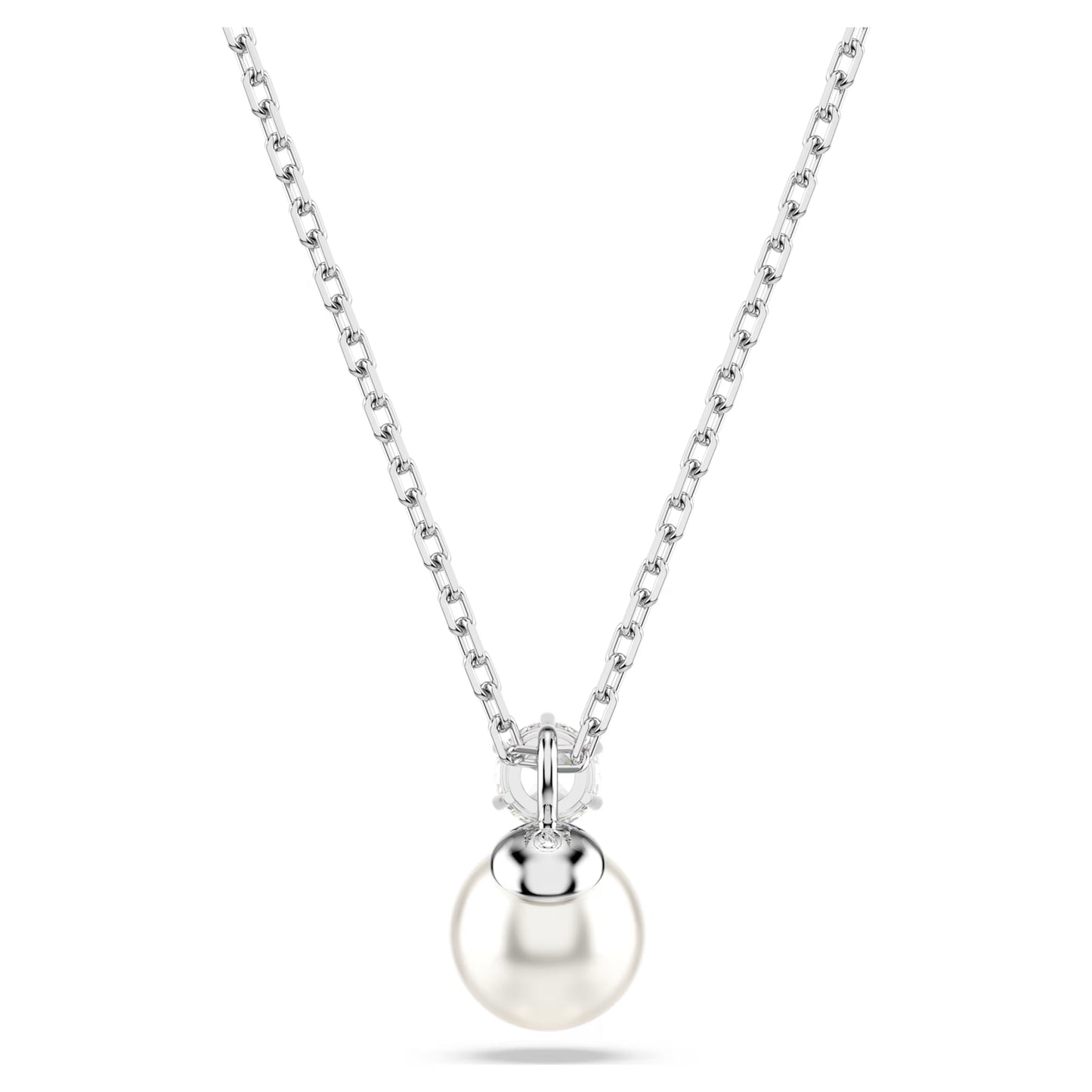 Matrix pendant Crystal pearl, Round cut, White, Rhodium plated