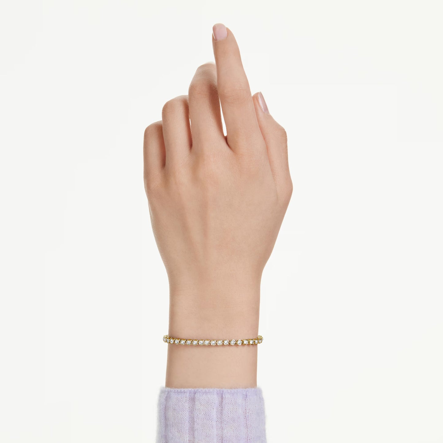 Matrix Tennis bracelet Round cut, White, Gold-tone plated
