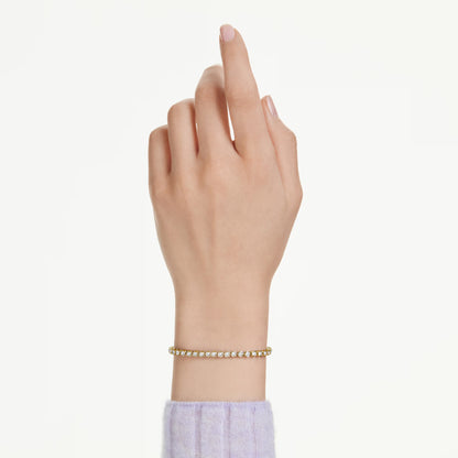 Matrix Tennis bracelet Round cut, White, Gold-tone plated