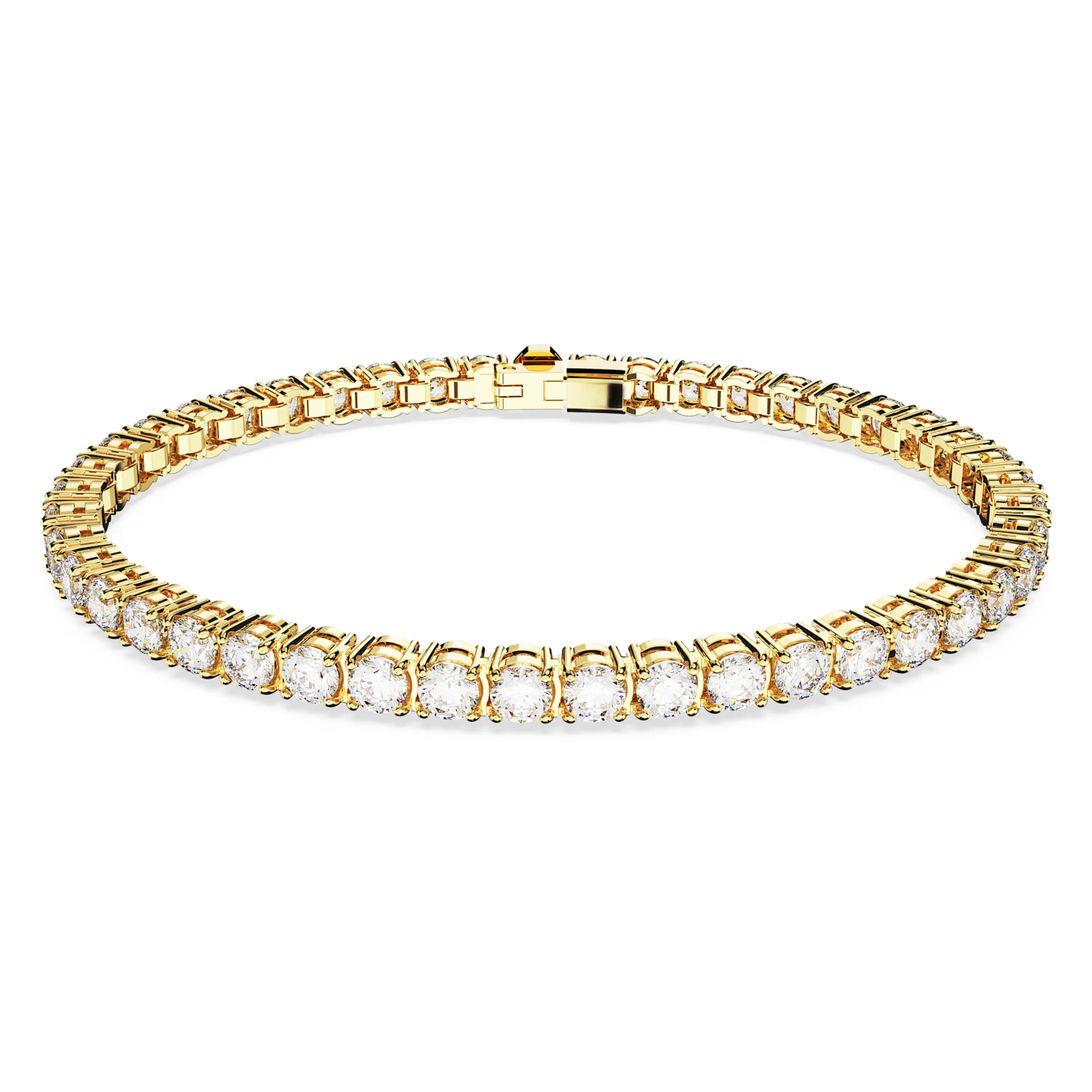 Matrix Tennis bracelet Round cut, White, Gold-tone plated