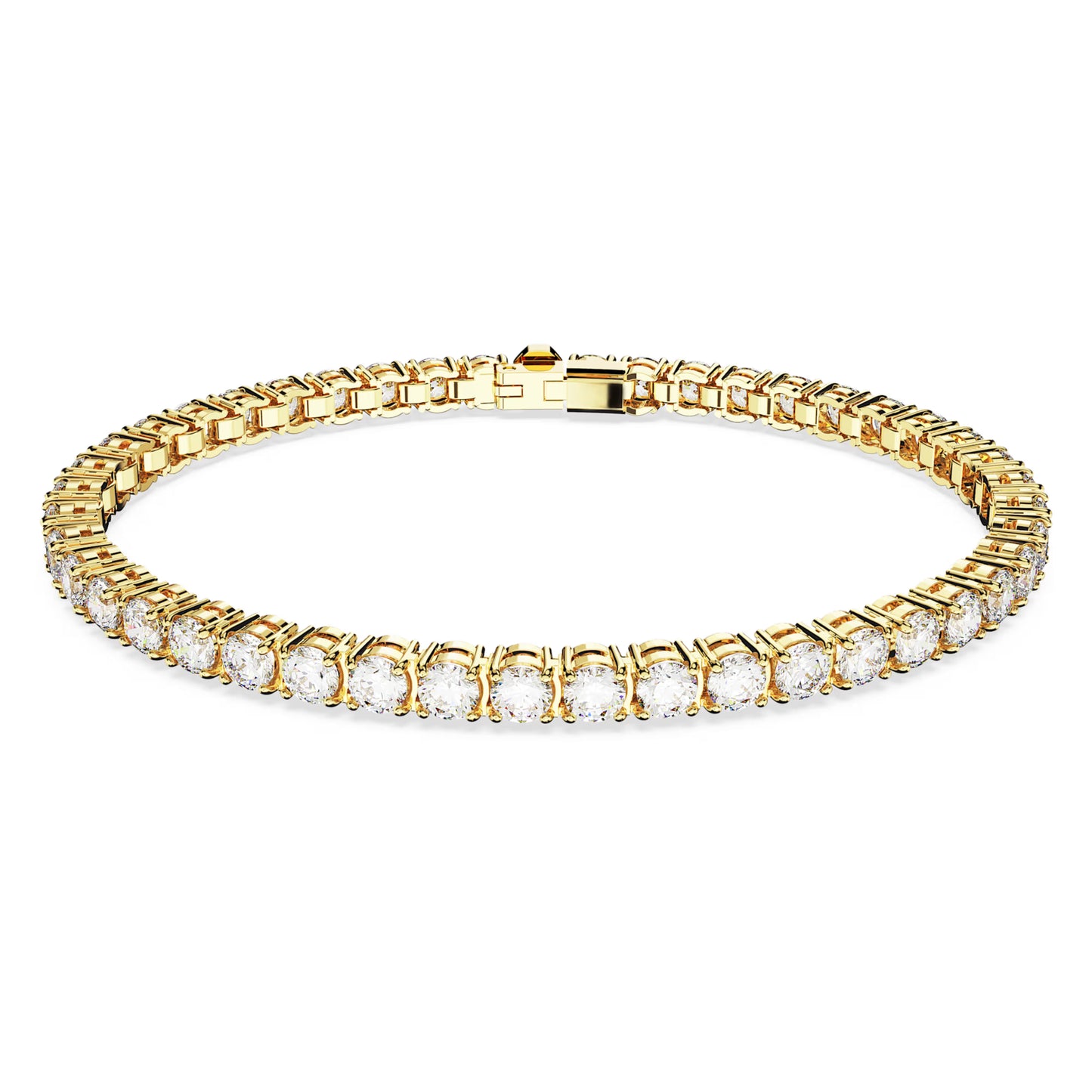 Matrix Tennis bracelet Round cut, White, Gold-tone plated