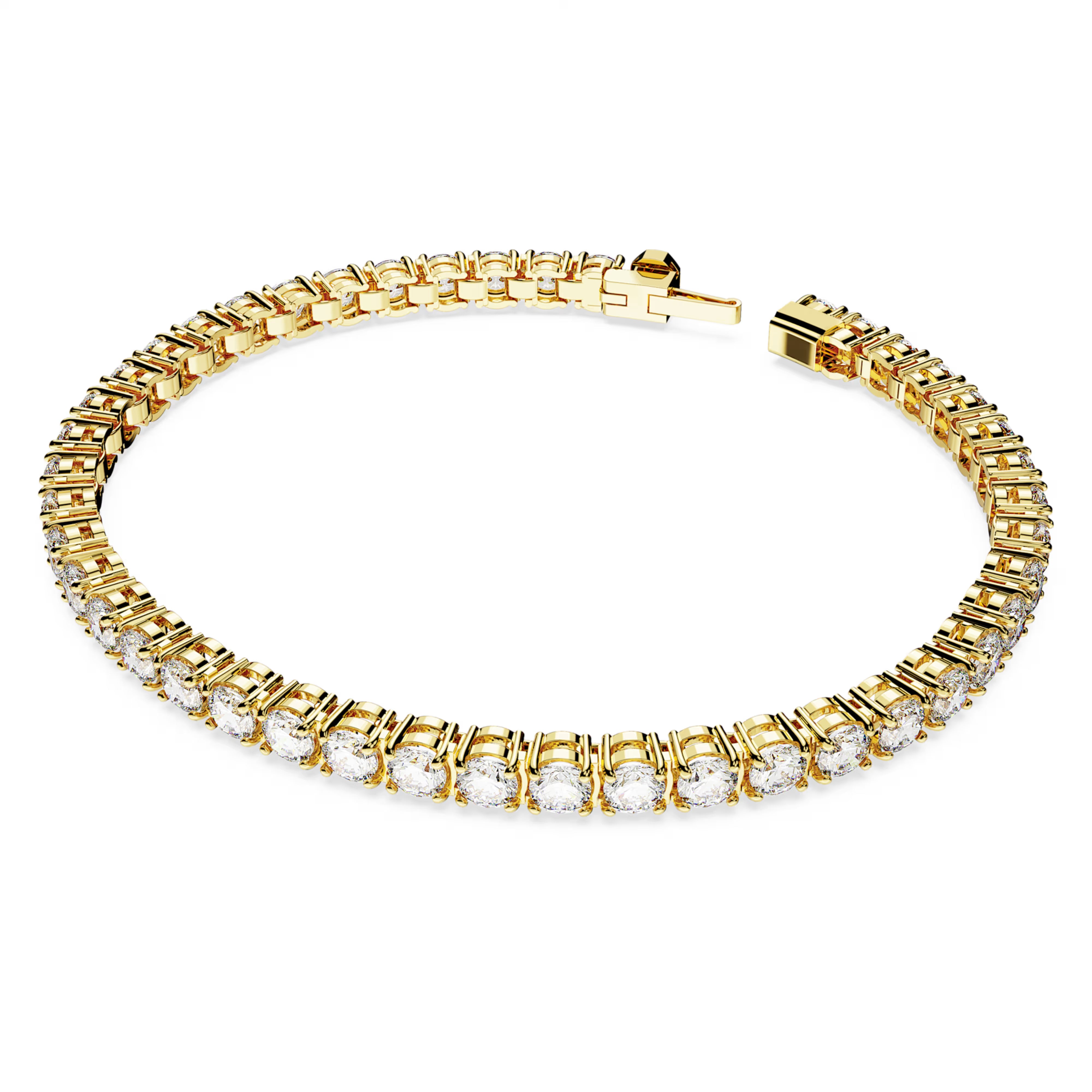 Matrix Tennis bracelet Round cut, White, Gold-tone plated