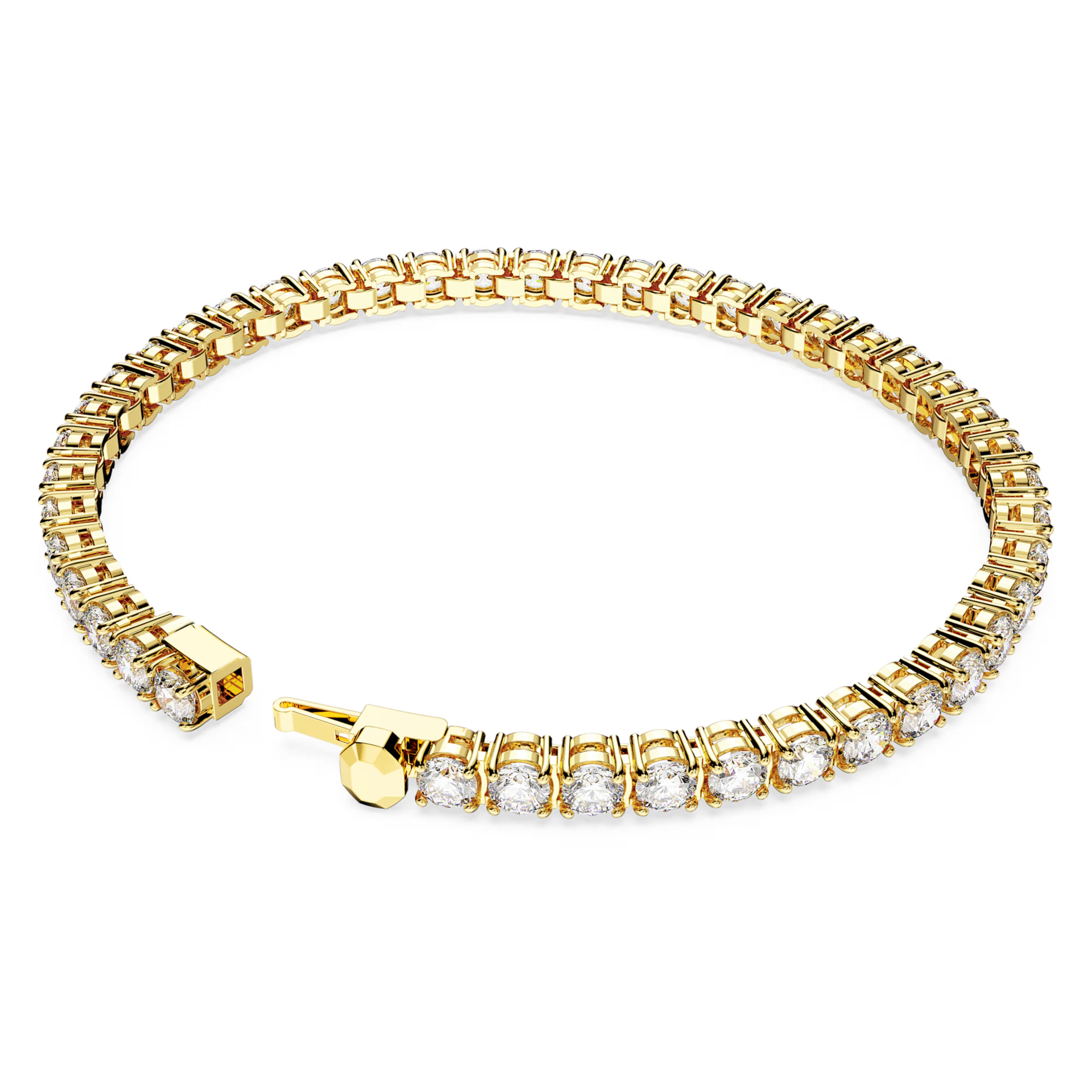 Matrix Tennis bracelet Round cut, White, Gold-tone plated