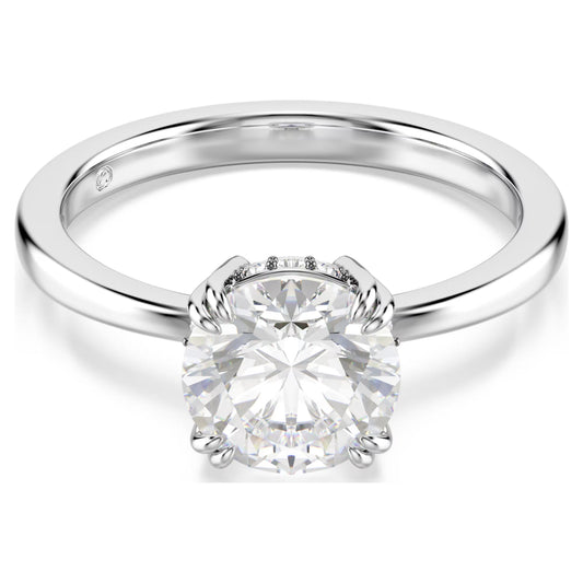 Stilla cocktail ring Round cut, White, Silver-tone finish