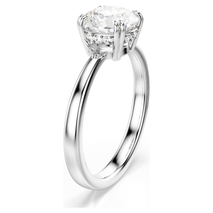 Stilla cocktail ring Round cut, White, Silver-tone finish