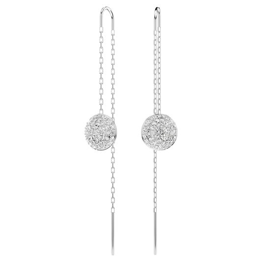 Sublima drop earrings White, Rhodium plated