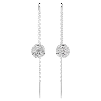Sublima drop earrings White, Rhodium plated
