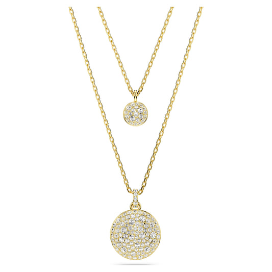 Sublima layered pendant White, Gold-tone plated
