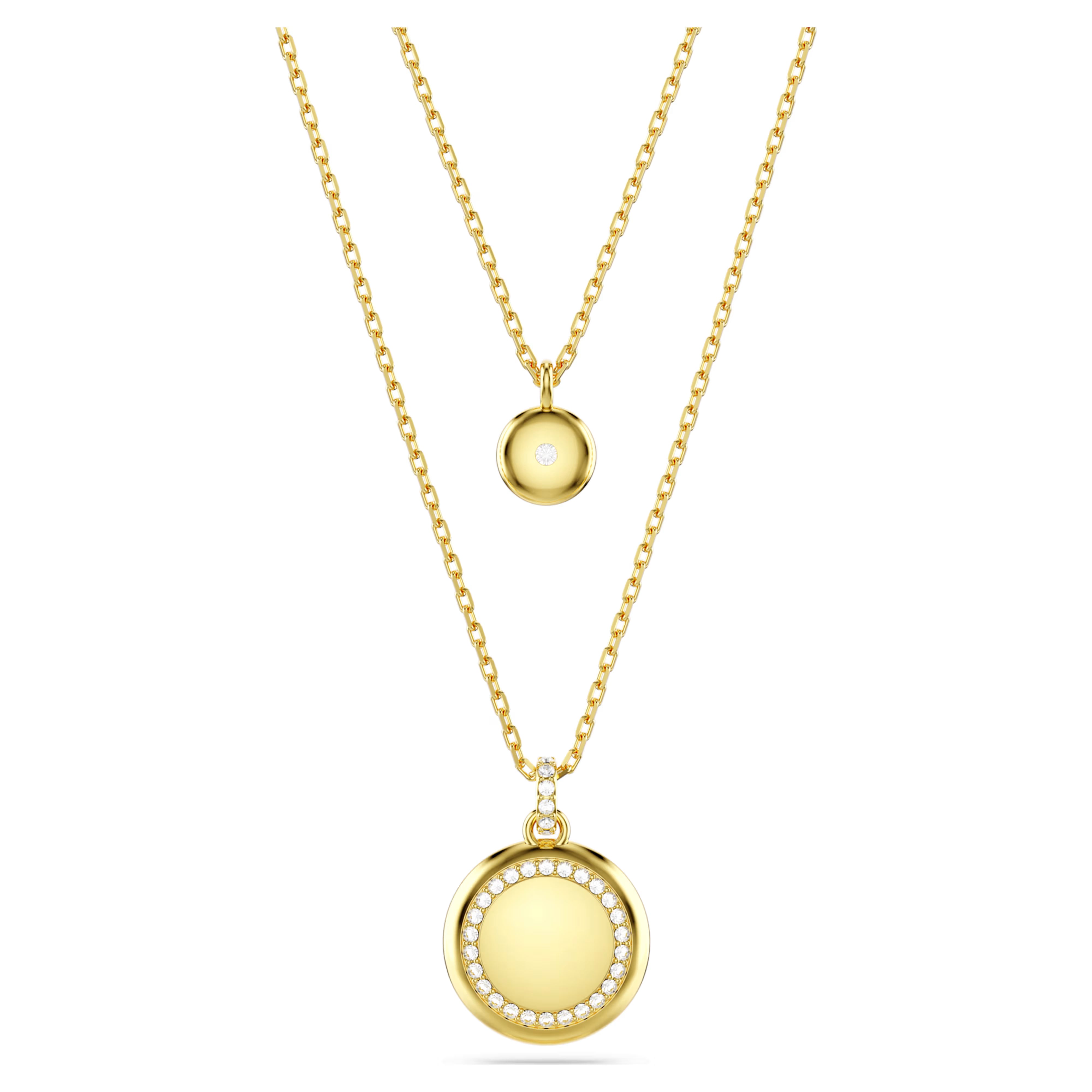 Sublima layered pendant White, Gold-tone plated