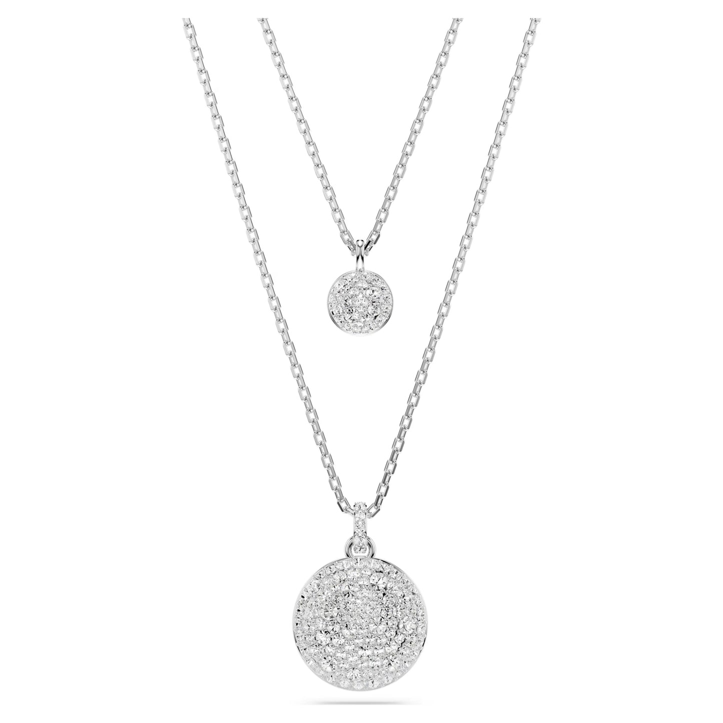 Sublima layered pendant White, Rhodium plated