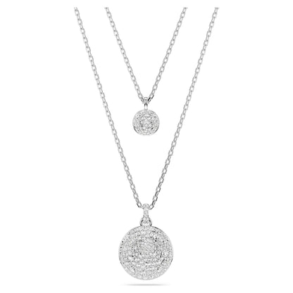Sublima layered pendant White, Rhodium plated