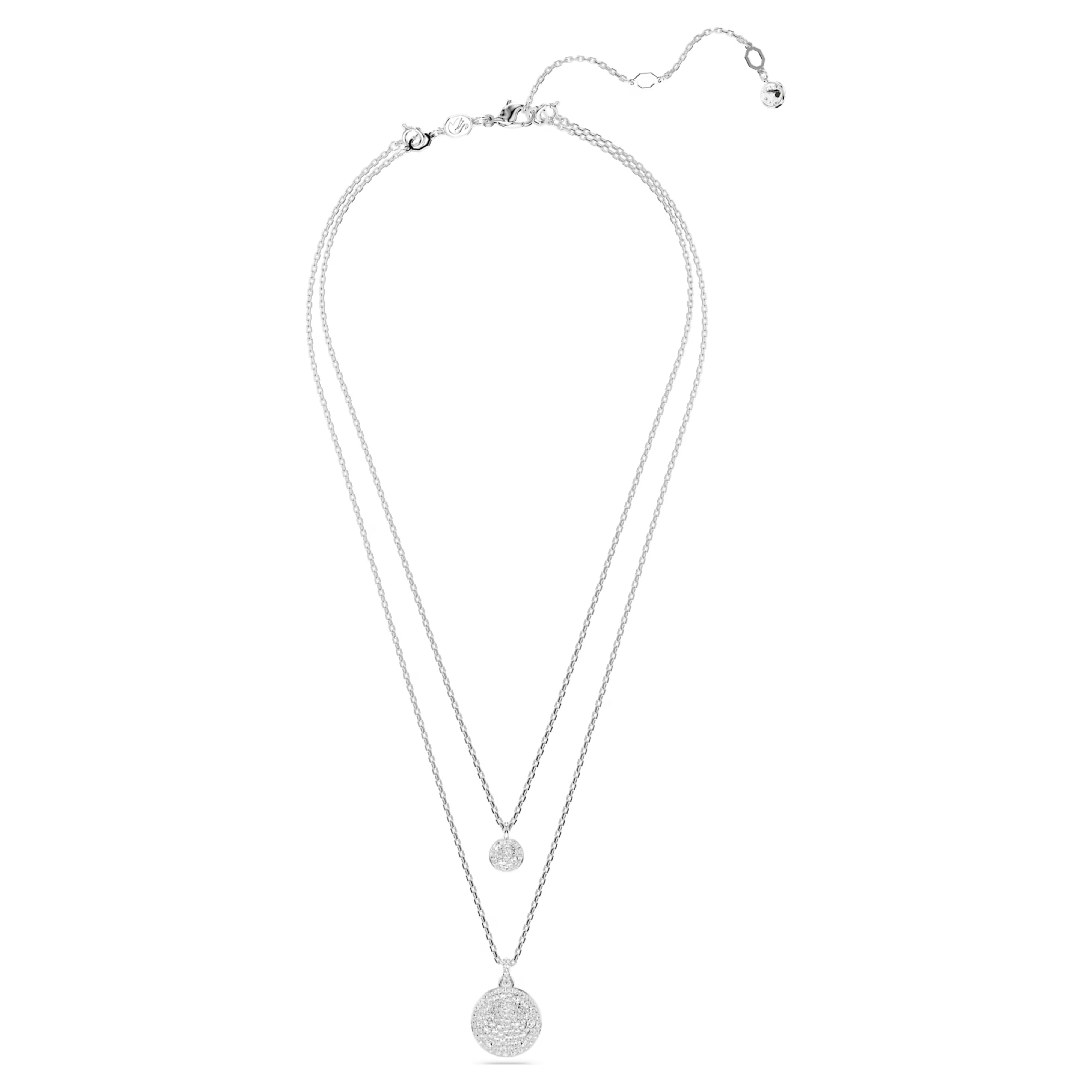 Sublima layered pendant White, Rhodium plated