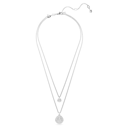 Sublima layered pendant White, Rhodium plated