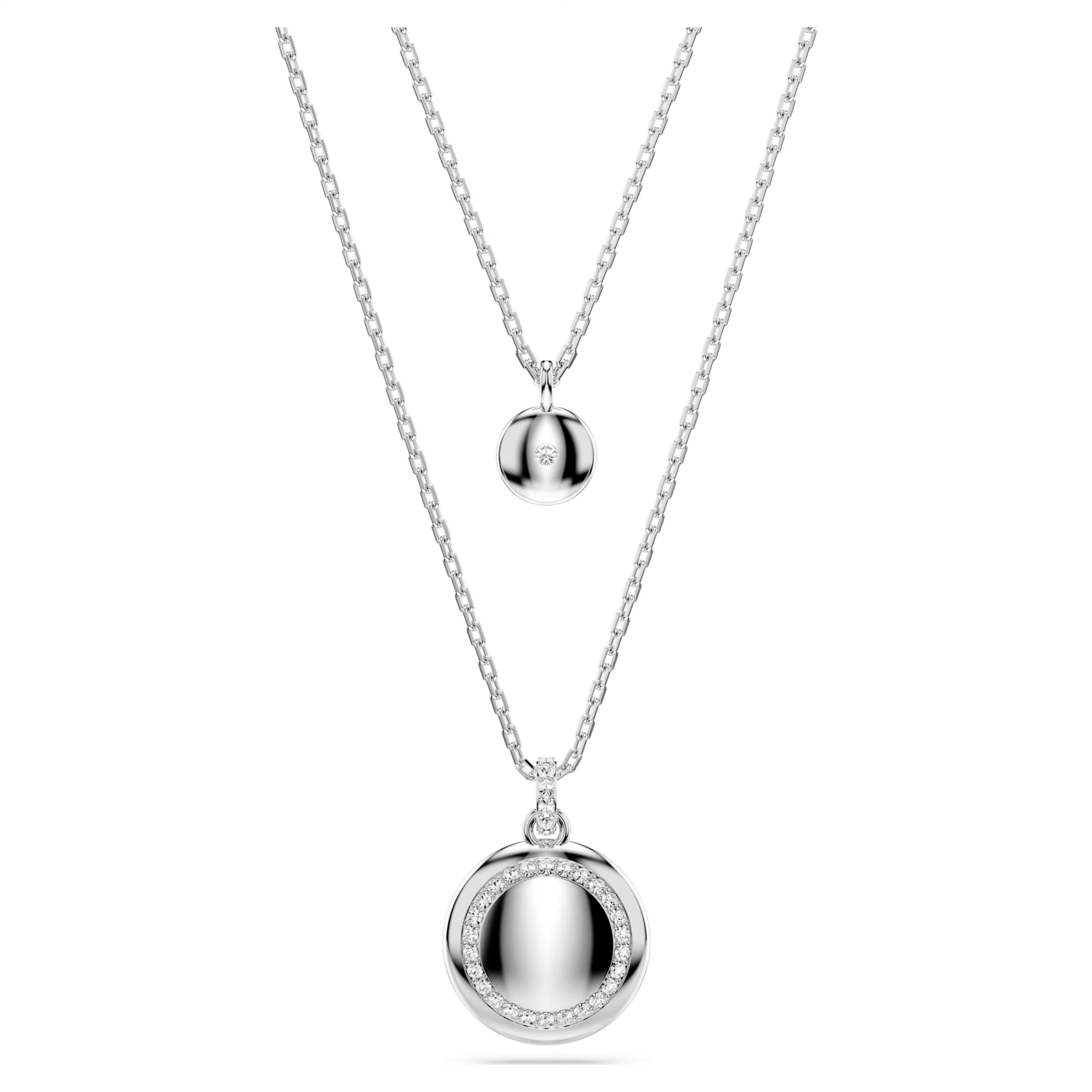 Sublima layered pendant White, Rhodium plated