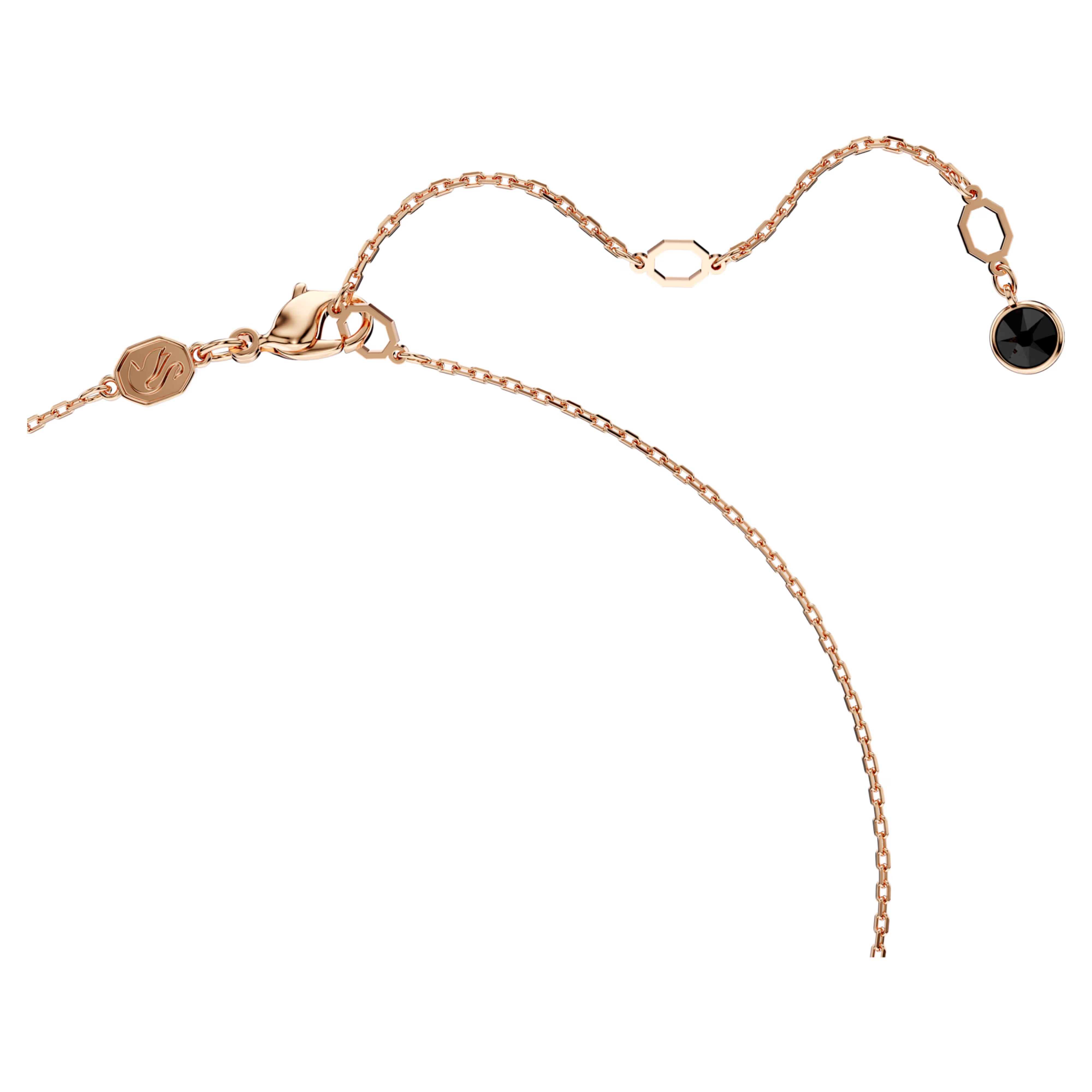 Swan, Small, Black, Rose gold-tone plated