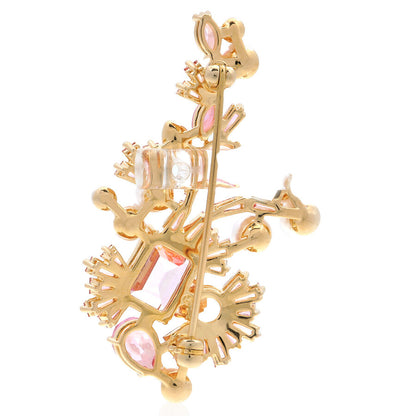Gema brooch Mixed cuts Flower Pink Gold-tone plated