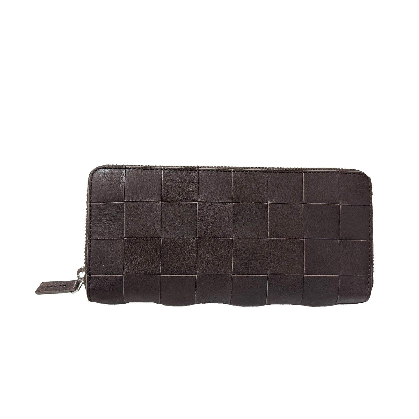 CHECK ZIP AROUND WALLET DARK BROWN