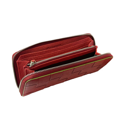 CHECK ZIP AROUND WALLET RED  ON SALE 20%
