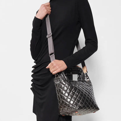 Anthracite Metallic Mini Metro Tote Deluxe - Cosmos Boutique New Jersey