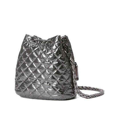 Anthracite Metallic Crosby Drawstring Bucket Bag